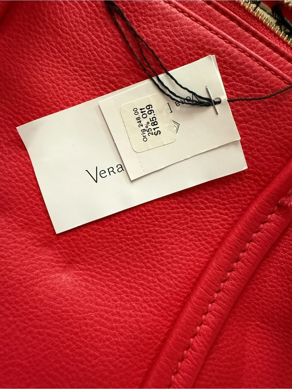 Vera Bradley Red Pebbled Leather Tote